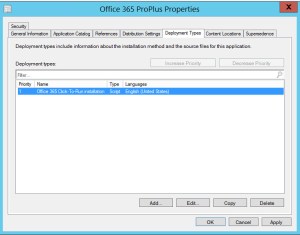 OfficeCTR Application Deployment Types tab